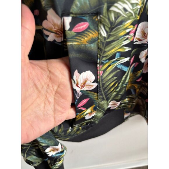 H&M Mens Reversible Bomber Jacket Floral Colorful Ribbed Cuffs Full Zip Sz XL - Picture 9 of 9